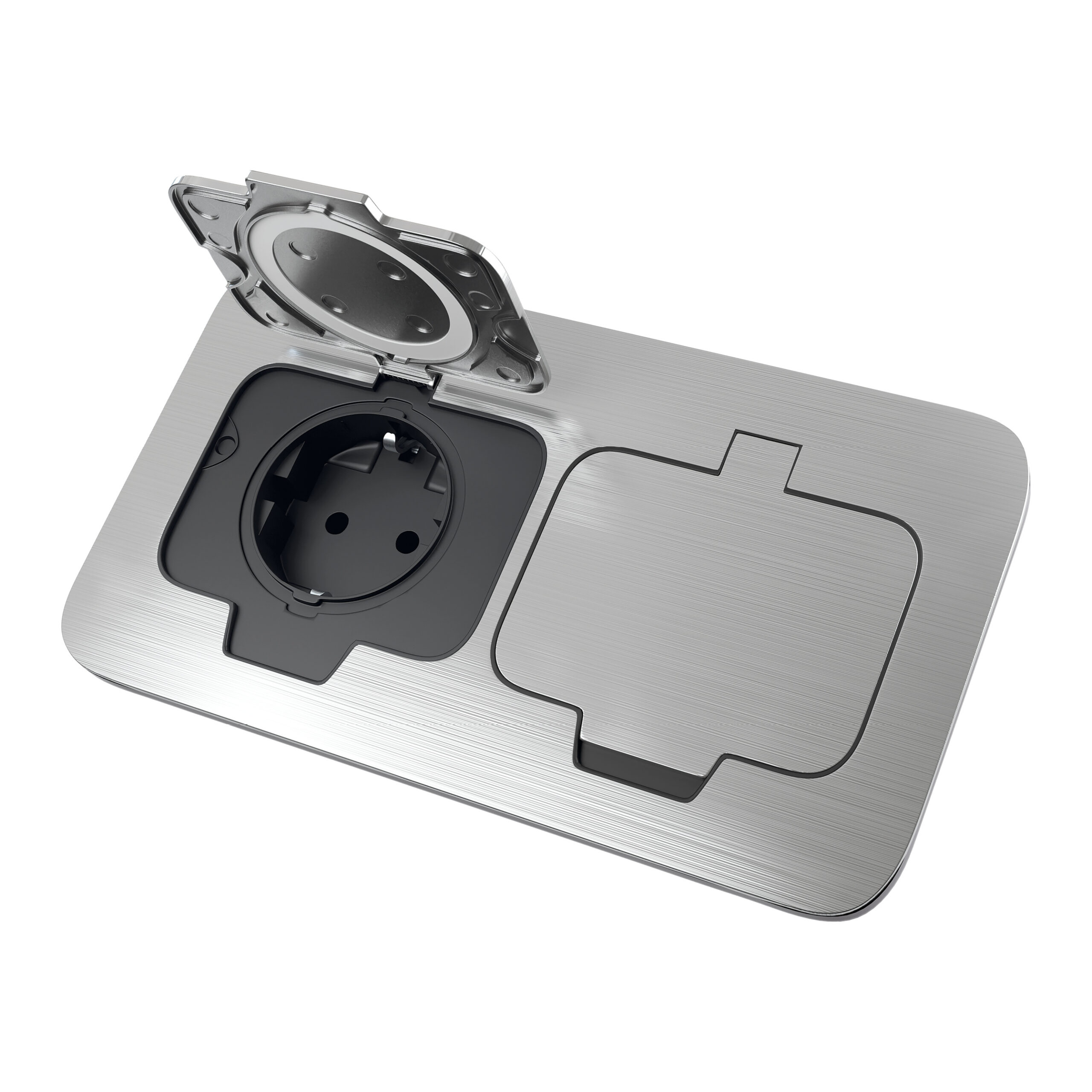 Pistikupesa 2-ne Maandusega Süvistatav Alumiinium IP54